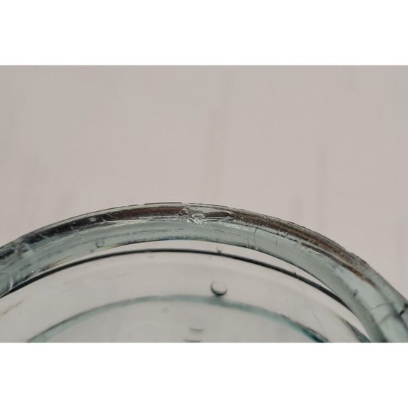 Vintage Crown Blue Glass Quart Canning Jar w. Glass Lid Bubbles D3 - Picture 11 of 11